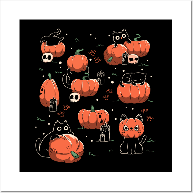 Pumpkin Halloween Cats by Tobe Fonseca Wall Art by Tobe_Fonseca